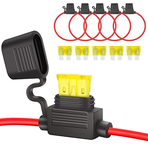 Image of JatilEr 5 Pcs Inline Fuse Holder 14AWG 12V, Waterproof Automotive Fuse Holder Copper Wire with 20A Standard Fuses for Car/Truck/Motorcycle/Boat