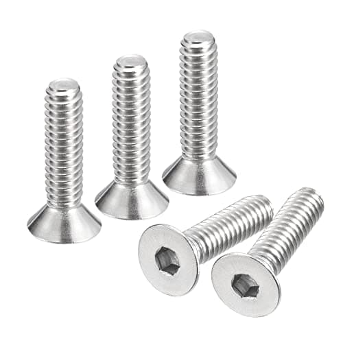 Image of sourcing map 1/4-20x1" Flat Countersunk Head Socket Cap Screws, 20Pcs 304 Stainless Steel Hex Socket Flat Head Screws, Full Thread, Countersunk Bolts