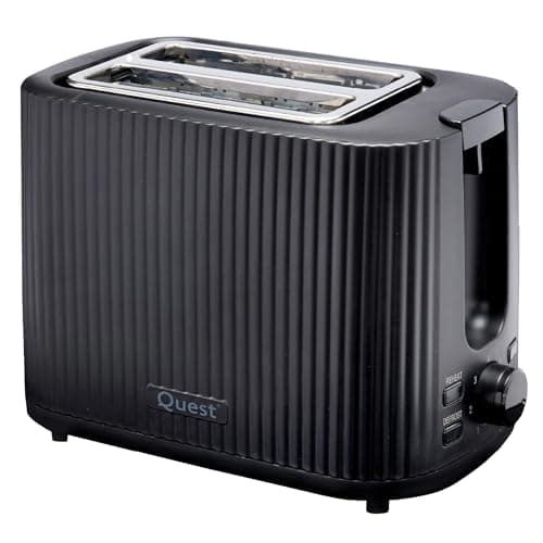 Image of Quest 2 Slice Toasters/Modern Grooved Design / 7 Browning Levels/Reheat & Defrost/Crumb Tray & Cord Storage / 930W (Black)