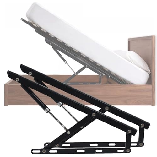 Image of 2 Pcs Upward Hydraulic Bed Lifting Mechanism, Heavy Duty Gas Spring Bed Storage Lift Kit, Black Tatami Bed Gas Strut, Pneumatic Storage Bed Lift Mechanism for Storage Bed Box or Sofa Bed(1100mm)
