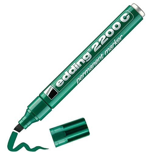 Image of edding 2200 C permanent marker - green - 1 pen - chisel tip 1-5 mm - quick-drying permanent marker pen - waterproof, smudge-proof - for cardboard, plastic, wood, metal, fabric