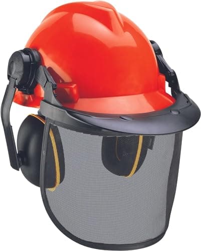 Image of Einhell Foresty Helmet with Ear Defender and Face Mask, Optimum Protection for Working with Chainsaws, Hearing Protection, Face Shield, for Head Circumference Sizes Ranging from 52 to 66cm