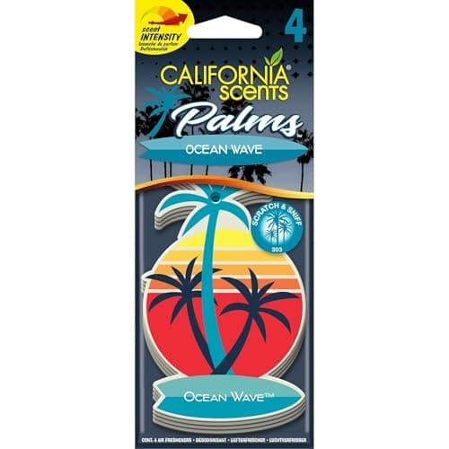 Image of California Car Scents Scents E302691900 Palms Air Freshener Ocean Wave Pack of 4
