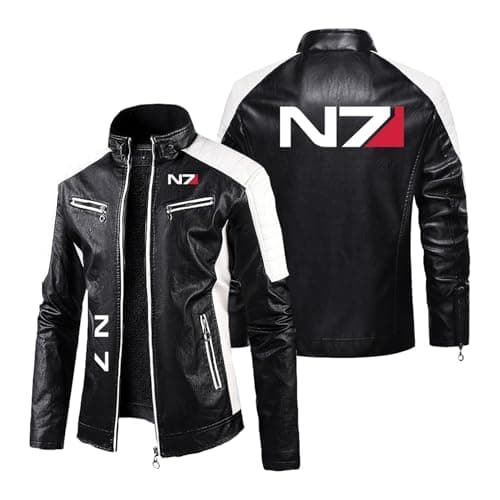 Image of LPPALsjd Men's Riding Motorcycle Jacket for N..7 Plus Velvet Leather Clothing Full Zipper Racing Suit Moto Cycling Jersey Stand Collar Coats Slim Fit Outerwear-Black||L