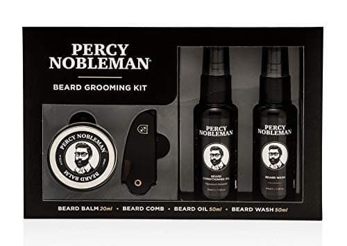 Image of Percy Nobleman Beard Grooming Kit – Beard Care & Grooming Gift Set with Signature Scented Beard Oil 50ml, Beard Wash 50ml, Beard Balm 20ml & Beard Comb for Conditioning, Softening & Maintenance