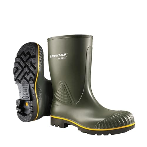 Image of DUNLOP Acifort Heavy Duty Calf High Wellington Boot - Unisex, Lightweight and Antistatic, Slip Resistant Work Wellies for Industrial Use, Green/Black - EU43, UK9