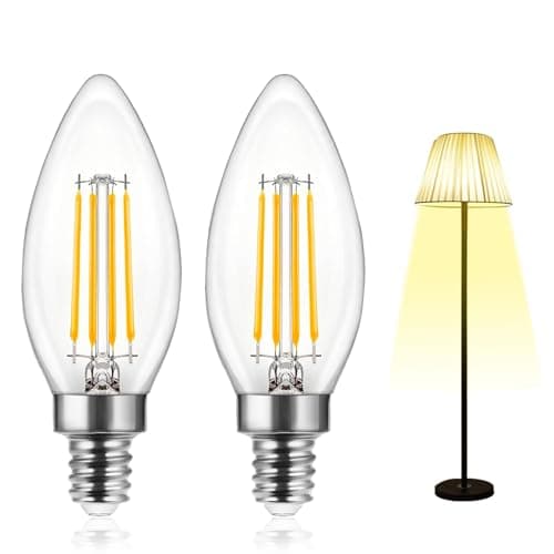 Image of Fresilkora 2 Pack E14 LED Light Bulb Warm White, Candle Bulbs Small Screw, Small Edison Screw Bulb,E14 LED Candle Light Bulb, Vintage SES Candle Filament Bulb (Warm White Light, 4, Watts)