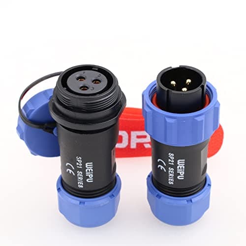 Image of DRRI Weipu IP68 Threaded Coupling Connector SP21 3Pin Male Plug SP2110/P Female Socket SP2111/S with Dust Cap in-line Cable
