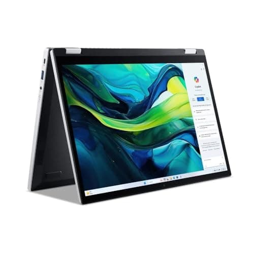 Image of Acer Aspire Go Spin 14 AGSP14-31PT 2-in-1 Touchscreen Laptop, Intel Core 3 N355 8-Core, 8GB LPDDR5 RAM, 256GB SSD, 14" WUXGA IPS Display, Windows 11 Home, Wi-Fi 6, Copilot Key, Silver (NX.J3UEK.008)