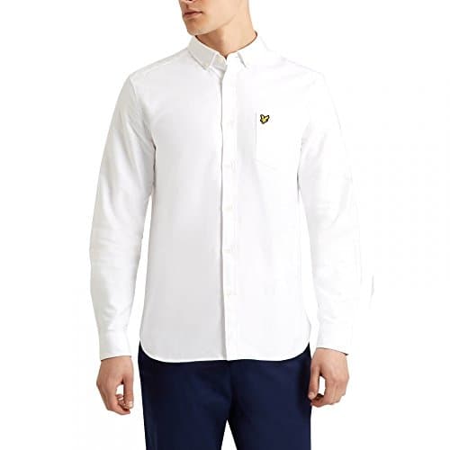 Image of Lyle & Scott Men's Oxford Regular Fit Plain Button Down Long Sleeve Casual Shirt, White, Small