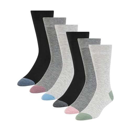 Image of Ted Baker Men's 6 Pack Solid Crew Dress Socks, Grey Heather/Black/Multi, One Size
