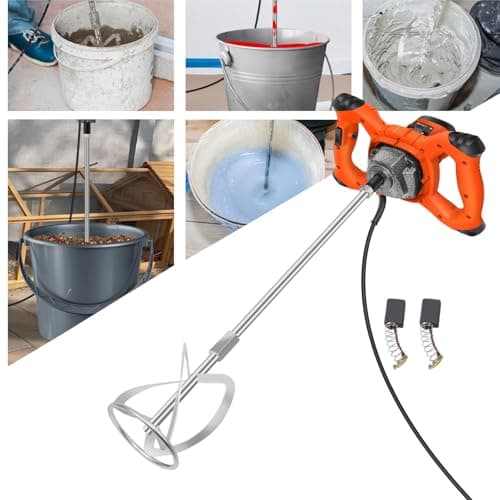 Image of Portable Concrete Cement Mixer Plaster Mixer Paint Mixer 2600W Handheld Electric Paddle Mixer with 6 Adjustable Speed,Concrete Tool for Mixing Feed/Plaster/Paint/Mortar/Cement/Concrete,Orange