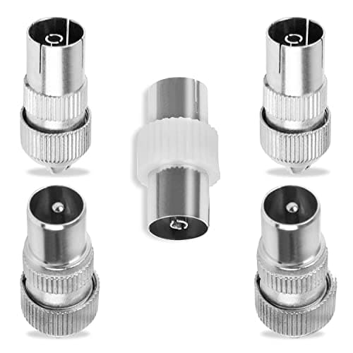 Image of 5PCS Metal TV Aerial Co-Axial Plug - 2 Female 2 Male Coaxial Cable Connectors Adaptor for RF Cable, Freeview