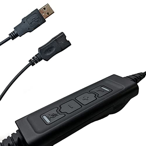 Image of Headset USB Adapter for Laptop, PC - Made for Poly Plantronics Wired Headphones with Mic and Quick Disconnect (QD), Volume, Mute Controls at Fingertips Makes Video Meetings Easier for All-Day Usage