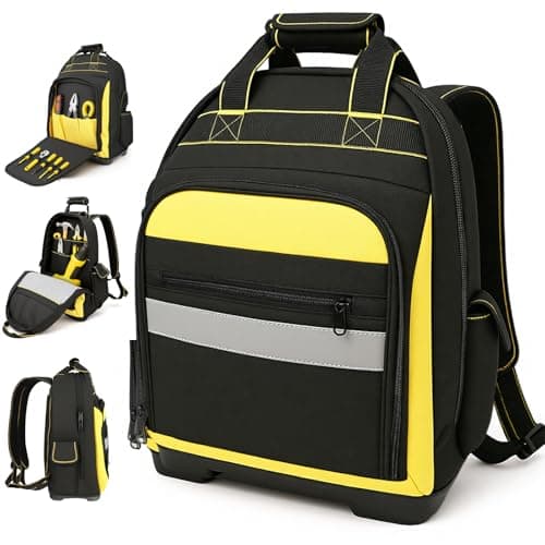 Image of 43 x 35 x 20 cm Tool Backpack, Heavy Duty Tool Backpack with Waterproof Molded Base, Easy to Carry (Backpack/Handbags) Tool Backpacks Suitable for Electrician, Plumber, Maintenance Worker