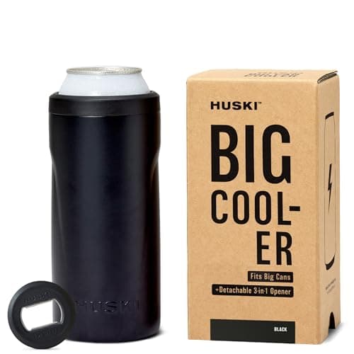 Image of Huski Big Can Cooler | NEW | Premium 440ml & 500ml Beer & Energy Drink Cooler with Detachable 3-in-1 Opener | Triple Insulated | Keeps Cans up to 10x Colder | Doubles as a Tumbler (Black)