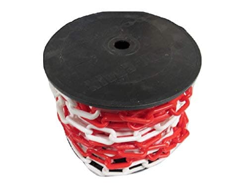 Image of Plastic Chain Garden Fence Barrier 8MM x 25 Metre (Red White Decorative Driveway)