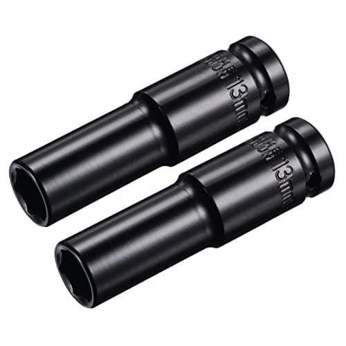 Image of sourcing map 1/2" Drive by 13mm Deep Impact Socket, Heat-Treated CR-V Steel 3.15" Length, 6-Point Metric Sizes 2 Pcs