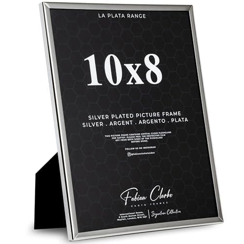 Image of Silver Photo Frame Picture Frame Plain Metal Polished Silver Finish and Tarnish Protected for Wedding Picture or Family Photos (10x8)