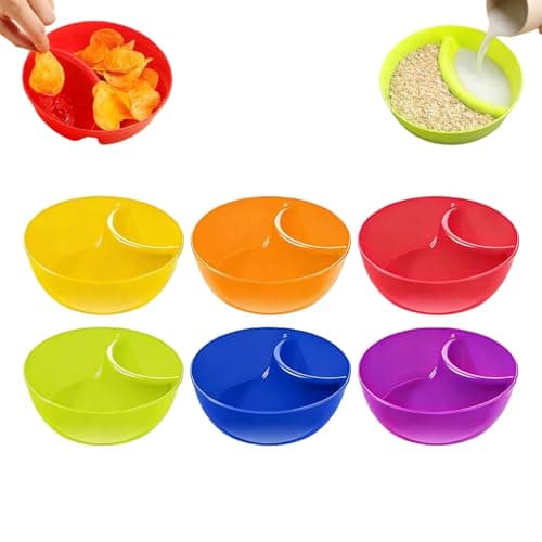 Image of Dip and Chips Serving Bowl, Pack of 6 Divided Serving Containers, Snack Bowl for Buffet Party, Picnic, Breakroom and Cinema Evening, for Party, Film Night, Buffet Appetizer, Picnic, Breakroom for