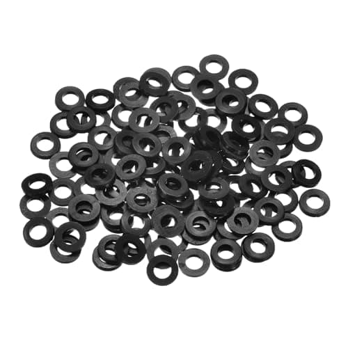 Image of PATIKIL M3 Nylon Flat Washer, 125 Pcs 3mm ID 6mm OD 1mm Thick Plastic Sealing Gasket Spacer for Fasten Screws Flanges Faucet Pipe Valves, Black
