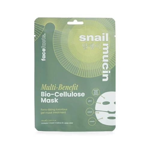 Image of Face Facts Snail Mucin Bio-Cellulose Sheet Mask | Korean-Inspired Face Mask with Snail Secretion Filtrate | Hydrating & Soothing Sheet Mask for All Skin Types | Plumps & Revitalises