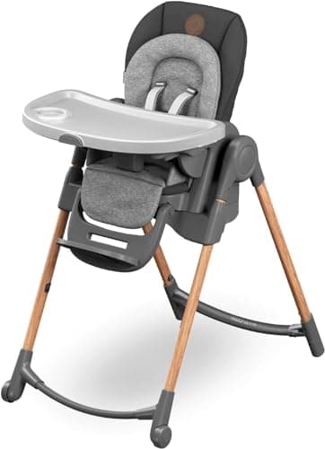 Image of Maxi-Cosi Minla Evolutive Highchair, 0–14 Years, up to 60 kg, Baby High Chair, 9 Height Options, 5 Recline and 4 Tray Positions, Compact Fold, Adjustable Footrest, Essential Graphite