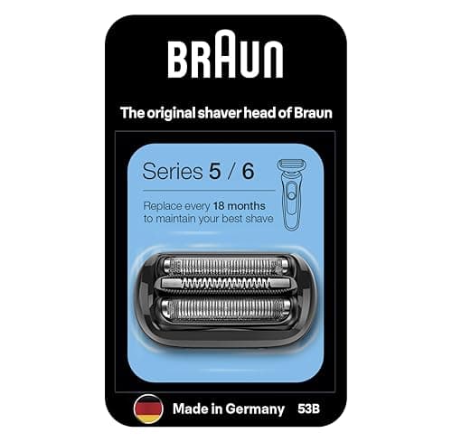 Image of Braun Series 5 Electric Shaver ORIGINAL Replacement Head, Easily Attach Your New Shaver Head, Compatible With All New Generation Series 5/6 Electric Shavers, 53B, Black