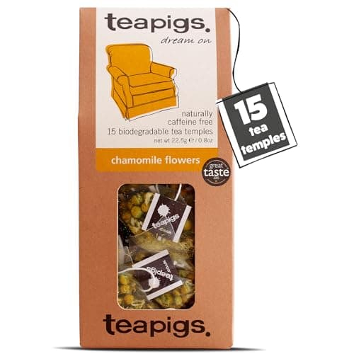 Image of teapigs Chamomile Tea, 15 Biodegradable Tea Temples, Whole Flowers, Naturally Caffeine-Free, Sweet & Relaxing, Suitable for Vegetarians & Vegans