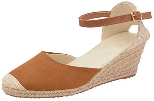 Image of Lora Dora Womens Hessian Wedge Sandals Tan Brown with Memory Foam 8 UK
