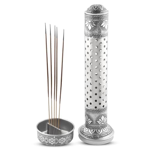 Image of KSJONE Steel Incense Holders for Sticks, Incense Stick Holder with Ash Catcher, Meenakari Work, Incense Burner Holder, Home Decor, Yoga, Spa