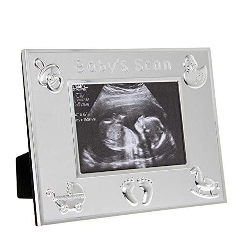 Image of Silver Plated Baby's Scan Photo Frame with Embossed Detail 5" x 3.5" 2380