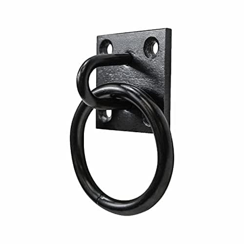 Image of SUL Heavy Duty Ring on Plate with Black Coating, Horse tie up Ring Plate for Horse Stable Tie Ring, decking Rope Fittings Rust Proof Tie Rings - 50x50mm (Ring On Plate Black 1pk)