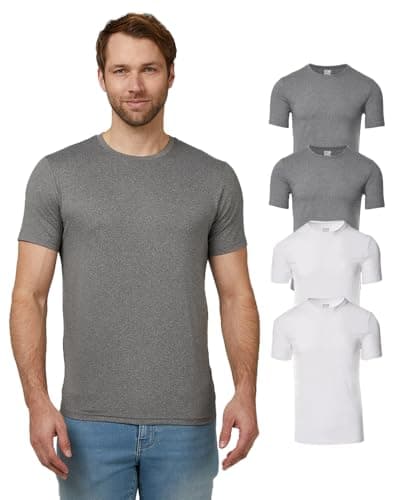 Image of 32 Degrees Mens 4 Pack Cool Crewneck T-Shirt | Anti-Odor | Quick Drying | 4-Way Stretch, 2white /2 Heather Grey, XL
