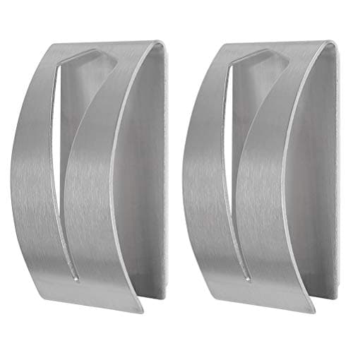 Image of FOCCTS 2Pcs Tea Towel Holders - Self Adhesive Towel Holders Brushed Stainless Steel Hand Towel Hook Rack Hangers Rustproof