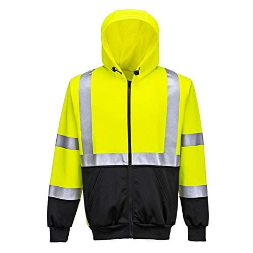 Image of Portwest Hi-Vis Two-Tone Zipped Hoodie, Size: XL, Colour: Yellow/Black, B315YBRXL