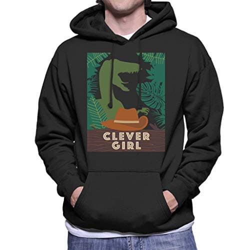 Image of All+Every Jurassic Park Velociraptor Silhouette Clever Girl Men's Hooded Sweatshirt Black