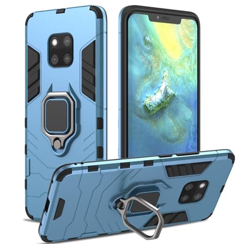 Image of RIIMUHIR Case for Huawei Mate 20 Pro, Shockproof Cover with 360° Metal Ring Stand, Anti-Scratch Hard Protective Case, Full Body Bumper Case with Camera Protection (Blue)