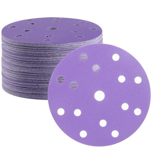 Image of FASTPLUS 50PCS Purple Ceramic 6 Inch 15 Hole 150mm Sanding Discs, 1200 Grit, Compatible with Orbital Sander, Angle Grinder, Die Grinder, Bench Grinder