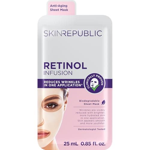 Image of Skin Republic Retinol Infusion Anti-Aging Face Mask | Smooths Skin, Brightens Dark Spots | Reduces Appearance of Fine Lines | Made in Korea (Pack of 1)