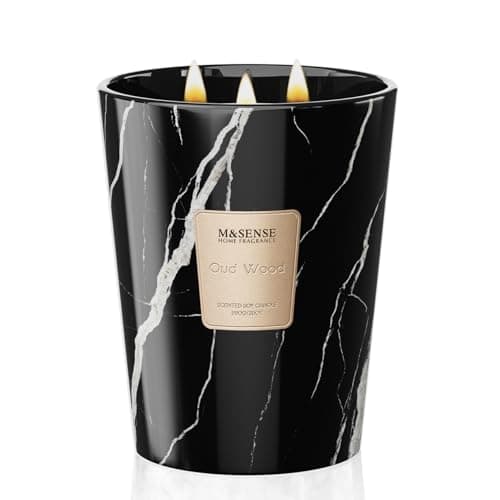 Image of M&SENSE Scented Candles Gifts for Women 990g Oud Wood 3-Wick Natural Soy Wax Large 150H Long Burning Aromatherapy Gift for Men, Perfect Wedding Gifts