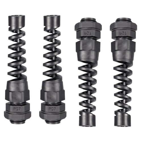 Image of TA-VIGOR 4Pcs PG7 Cable Gland 3mm-6.5mm Wire Hole Waterproof Nylon Connector Joint Adjustable Locknut with Strain Relief Black