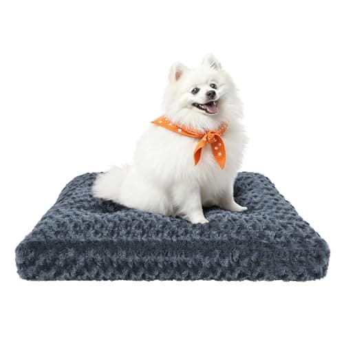 Image of Homaxy Thick Dog Bed Medium, Soft Orthopedic Dog Crate Mattress Anti-Anxiety Calming Puppy Beds with Non-Slip Bottom Washable Pet Cushion Cat Bed, 59x46x8cm, Dark Grey