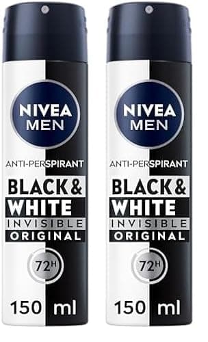 Image of NIVEA MEN Black & White Original Anti-Perspirant (150 ml), 72hr Anti-Sweat Deodorant for Men, No Stains on Black and White Clothes (Pack of 2)