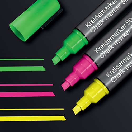Image of SIGEL BA182 Chalk Marker 50, chisel tip 1-5 mm, Pink/Green/Yellow, 3 Pieces