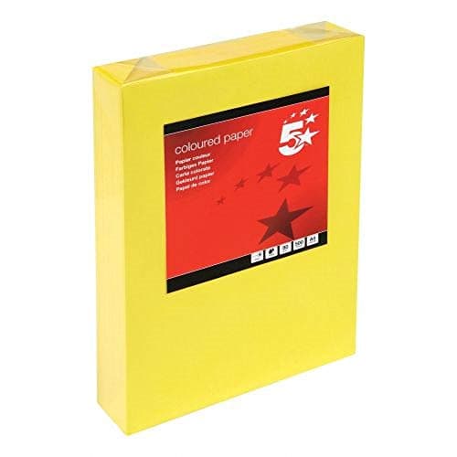 Image of 5 Star Coloured Copier Paper Multifunctional Ream-Wrapped 80gsm A4 Deep Yellow [500 Sheets]