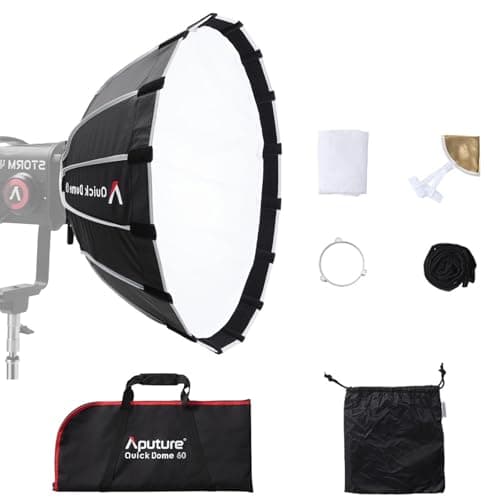 Image of Aputure Quick Dome 60 Bowens Mount Softbox - 60cm (2ft) Circular Quick-Release Softbox with 16 Steel Rods, for Aputure Storm 400X and Other Bowens Mount Video Light,for Studio/On-Location Shooting