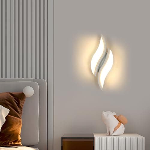 Image of Dorlink Wall Lights LED Indoor, 12W 1080LM Wall Lamp Modern, Warm White 3000K, White Acrylic Leaf Shaped Wall Sconce Lights for Living Room, Bedrooms, Hallway, Stair, Corridor