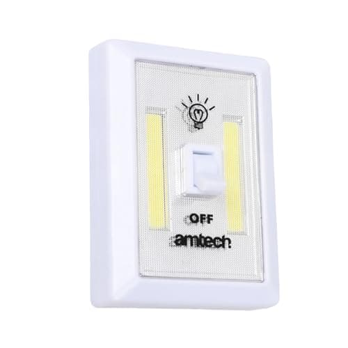 Image of Amtech - Portable Switch Light for The Home, Garage, Shed and More, Powerful White LED Light with 240 Lumens, Easy to Install, Batteries Included
