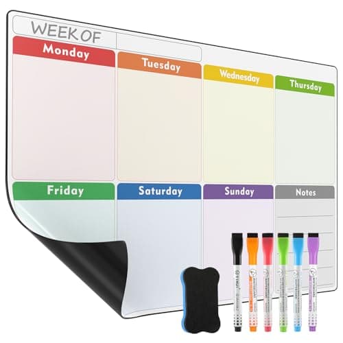 Image of KTRIO Weekly Planner Whiteboard A3 Chore Chart Magnetic Whiteboard for Fridge Calendar Week Plan Weekly Wall Planner Reminder Board for Meal Planning or Shopping